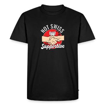 Pas suisse mais un voyageur de campagne solidaire - T-shirt Premium bio Homme - noir - Devant - Nico (187cm)