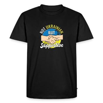 Not Ukrainian But Supportive Country Traveler - Men's Premium Organic T-Shirt - black - Front - Nico (187cm)
