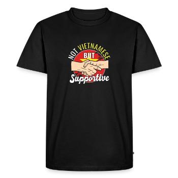 Pas vietnamien mais voyageur de campagne solidaire - T-shirt Premium bio Homme - noir - Devant - Nico (187cm)