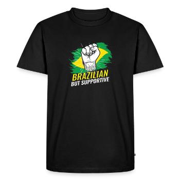 Pas brésilien mais favorable au Brésil Pays du drapeau - T-shirt Premium bio Homme - noir - Devant - Nico (187cm)