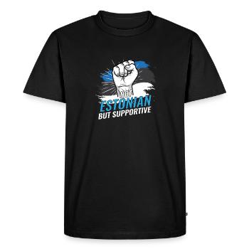 Pas estonien mais favorable Estonie Pays du drapeau - T-shirt Premium bio Homme - noir - Devant - Nico (187cm)