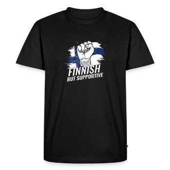 Pas finlandais mais favorable à la Finlande Pays du drapeau - T-shirt Premium bio Homme - noir - Devant - Nico (187cm)