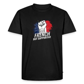Pas français mais favorable à la France Pays du drapeau - T-shirt Premium bio Homme - noir - Devant - Nico (187cm)