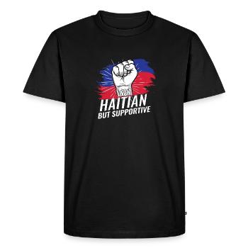 Pas haïtien mais soutient Haïti Pays drapeau - T-shirt Premium bio Homme - noir - Devant - Nico (187cm)