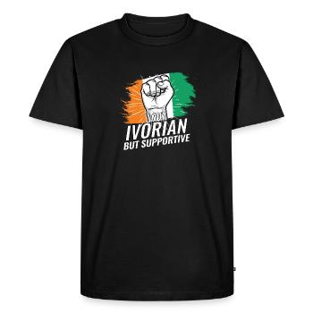 Pas le drapeau ivoirien mais solidaire de la Côte d’Ivoire - T-shirt Premium bio Homme - noir - Devant - Nico (187cm)