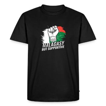 Pas malgache mais favorable au drapeau de Madagascar - T-shirt Premium bio Homme - noir - Devant - Nico (187cm)