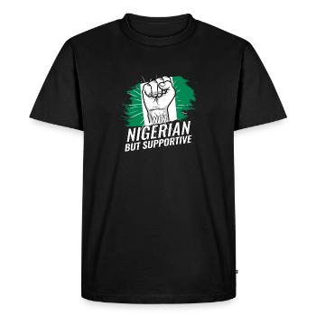 Pas nigérian mais favorable Nigeria Flag Country - T-shirt Premium bio Homme - noir - Devant - Nico (187cm)