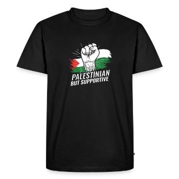 Pas palestinien mais un drapeau palestinien de soutien - T-shirt Premium bio Homme - noir - Devant - Nico (187cm)