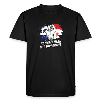 Pas panaméen mais favorable au Panama - T-shirt Premium bio Homme - noir - Devant - Nico (187cm)