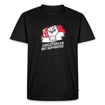 Not Singaporean But Supportive Singapore Flag - Men's Premium Organic T-Shirt - black - Front - Nico (187cm)