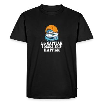 El Capitan I Make Ship Happen Pontooning - Men's Premium Organic T-Shirt - black - Front - Nico (187cm)