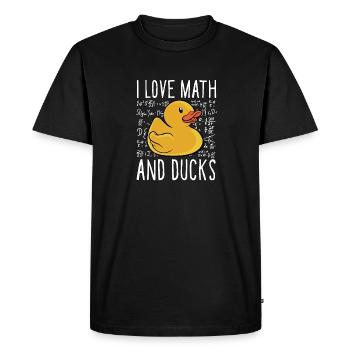 École des enfants Duckie Duckling J’aime les mathématiques et le caoutchouc - T-shirt Premium bio Homme - noir - Devant - Nico (187cm)