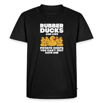 Rubber Ducks Are Like Potato Chips Funny Duckie Du - Men's Premium Organic T-Shirt - black - Front - Nico (187cm)