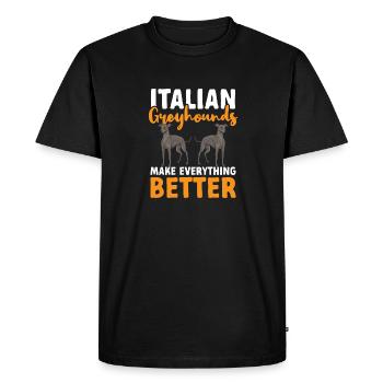 Italian Greyhound Greyhound Dogs - Men's Premium Organic T-Shirt - black - Front - Nico (187cm)