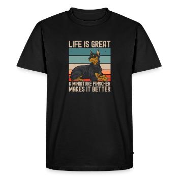Miniature Pinscher Rehpinscher Min Pin Dog - Men's Premium Organic T-Shirt - black - Front - Nico (187cm)