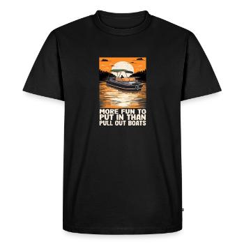 Funy Motorboating More Fun To Put In Than Pull - Men's Premium Organic T-Shirt - black - Front - Nico (187cm)