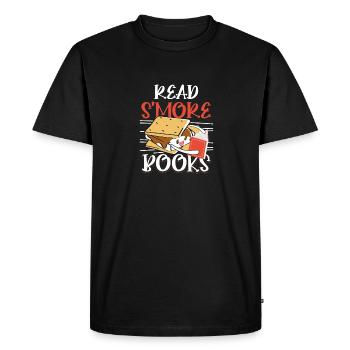 Women Read Smore Books Camper Campfire Camping - Men's Premium Organic T-Shirt - black - Front - Nico (187cm)
