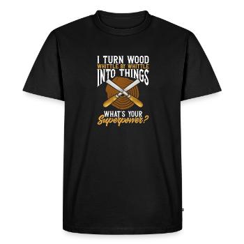 Charpentier sculpteur sur bois - T-shirt Premium bio Homme - noir - Devant - Nico (187cm)