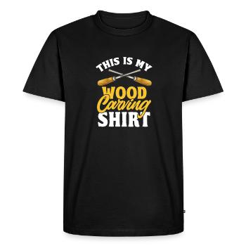 Charpentier sculpteur sur bois - T-shirt Premium bio Homme - noir - Devant - Nico (187cm)