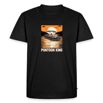 Ponton Roi Fête des pères Bateau à moteur Pontooning - T-shirt Premium bio Homme - noir - Devant - Nico (187cm)