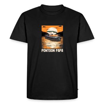 Ponton Papa Fête des pères Bateau à moteur Pontooning - T-shirt Premium bio Homme - noir - Devant - Nico (187cm)