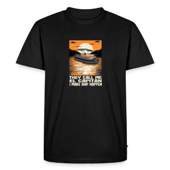 They Call Me El Capitan I Make Ship Happen Funny - Men's Premium Organic T-Shirt - black - Front - Nico (187cm)
