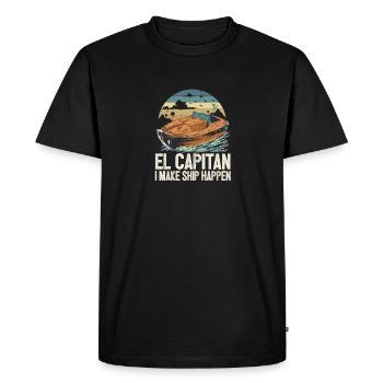 El Capitan I Make Ship Happen Pontooning - Men's Premium Organic T-Shirt - black - Front - Nico (187cm)