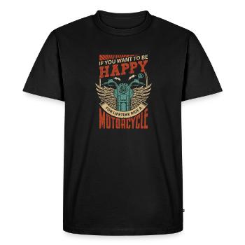 If you want to be happy, ride a motorcycle bike - Men's Premium Organic T-Shirt - black - Front - Nico (187cm)