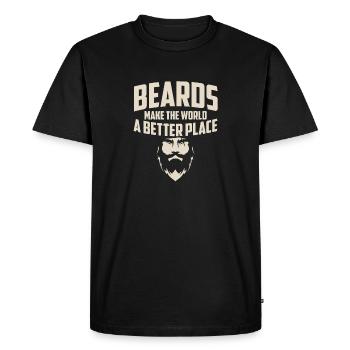 Pogonophile Beards Make The World A Better Place - Men's Premium Organic T-Shirt - black - Front - Nico (187cm)