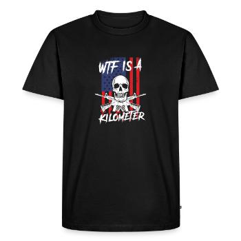 WTF Is A Kilometer Internet Meme Skeleton USA - Men's Premium Organic T-Shirt - black - Front - Nico (187cm)