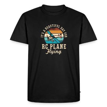 Modèle d’avion télécommandé - T-shirt Premium bio Homme - noir - Devant - Nico (187cm)
