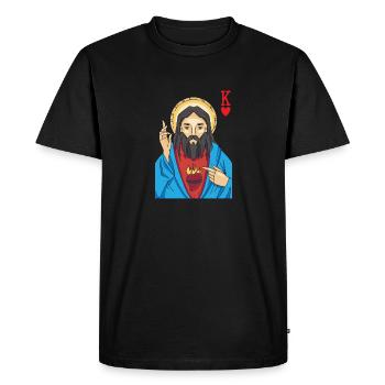 Jésus-Christ est Roi De Cœur Religieux Chrétien - T-shirt Premium bio Homme - noir - Devant - Nico (187cm)