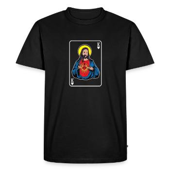 Jésus-Christ est Roi De Cœur Citation Religieuse - T-shirt Premium bio Homme - noir - Devant - Nico (187cm)