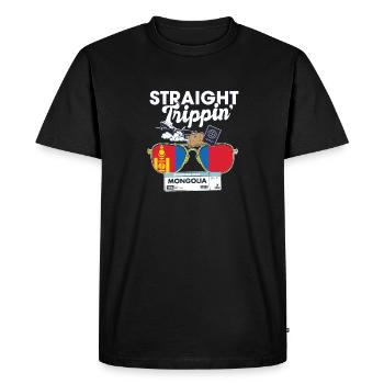 Straight Trippin' Mongolia Vacation Tour Travel - Men's Premium Organic T-Shirt - black - Front - Nico (187cm)