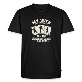 My Wife Have All The Baseball Cards Funny Collecto - Men's Premium Organic T-Shirt - black - Front - Nico (187cm)
