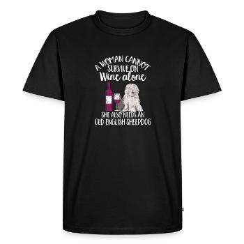 Vieux chien de berger anglais Sheepie Bobtail - T-shirt Premium bio Homme - noir - Devant - Nico (187cm)