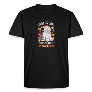 Vieux chien de berger anglais Sheepie Bobtail - T-shirt Premium bio Homme - noir - Devant - Nico (187cm)