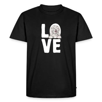 Vieux chien de berger anglais Sheepie Bobtail - T-shirt Premium bio Homme - noir - Devant - Nico (187cm)