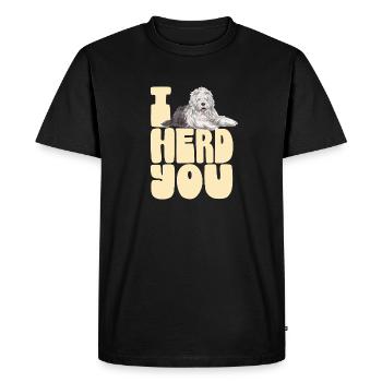 Vieux chien de berger anglais Sheepie Bobtail - T-shirt Premium bio Homme - noir - Devant - Nico (187cm)