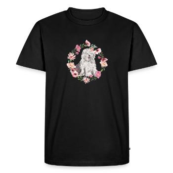 Vieux chien de berger anglais Sheepie Bobtail - T-shirt Premium bio Homme - noir - Devant - Nico (187cm)