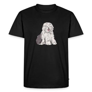 Vieux chien de berger anglais Sheepie Bobtail - T-shirt Premium bio Homme - noir - Devant - Nico (187cm)