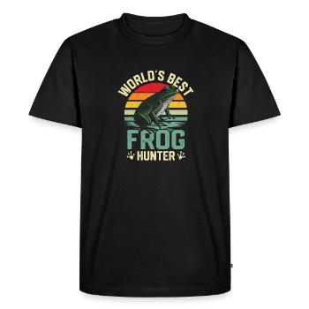 Meilleur chasseur de grenouilles Crapaud amphibien Retro Herpe - T-shirt Premium bio Homme - noir - Devant - Nico (187cm)