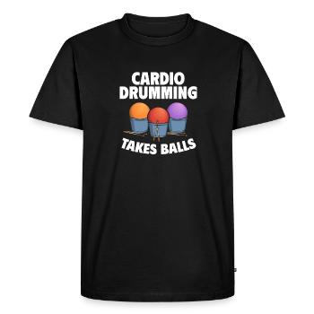 Cardio Tambour Gym Cours de fitness Entraînement - T-shirt Premium bio Homme - noir - Devant - Nico (187cm)