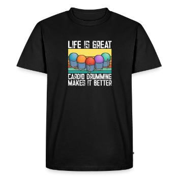 Cardio Drumming Gym Cours de fitness Entraînement - T-shirt Premium bio Homme - noir - Devant - Nico (187cm)