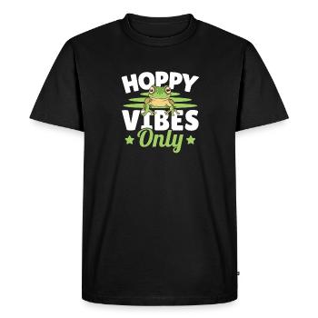 Frog Hoppy Vibes Only Amphibian Herpetologist Toad - T-shirt Premium bio Homme - noir - Devant - Nico (187cm)