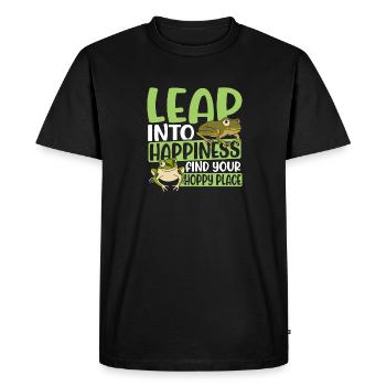 Amphibian Frog Leap Into Happiness Find Your Hoppy - Men's Premium Organic T-Shirt - black - Front - Nico (187cm)