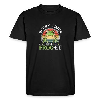 Herpétologiste rétro Crapaud Drôle de temps Hoppy Never F - T-shirt Premium bio Homme - noir - Devant - Nico (187cm)
