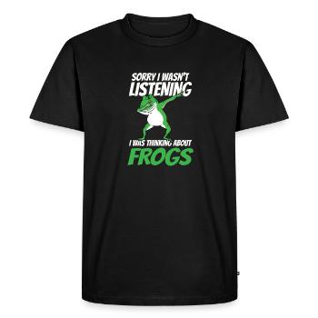 L’amoureux du crapaud drôle Je pensais à Frogs Dabbin - T-shirt Premium bio Homme - noir - Devant - Nico (187cm)