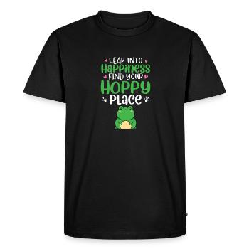 Frog Leap Into Happiness Find Your Hoppy Place Her - Men's Premium Organic T-Shirt - black - Front - Nico (187cm)