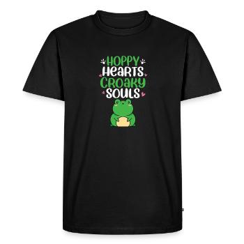Cute Hoppy Hearts Croaky Souls Frog Amphibian Herp - Men's Premium Organic T-Shirt - black - Front - Nico (187cm)